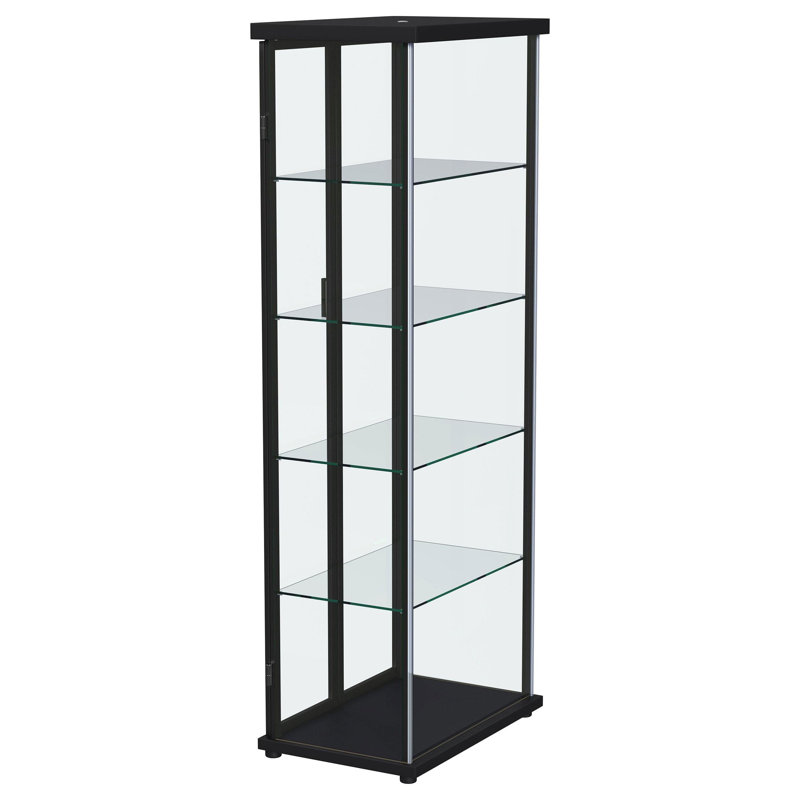 Speth 4-Shelf Display Curio Cabinet With LED Lighting Black