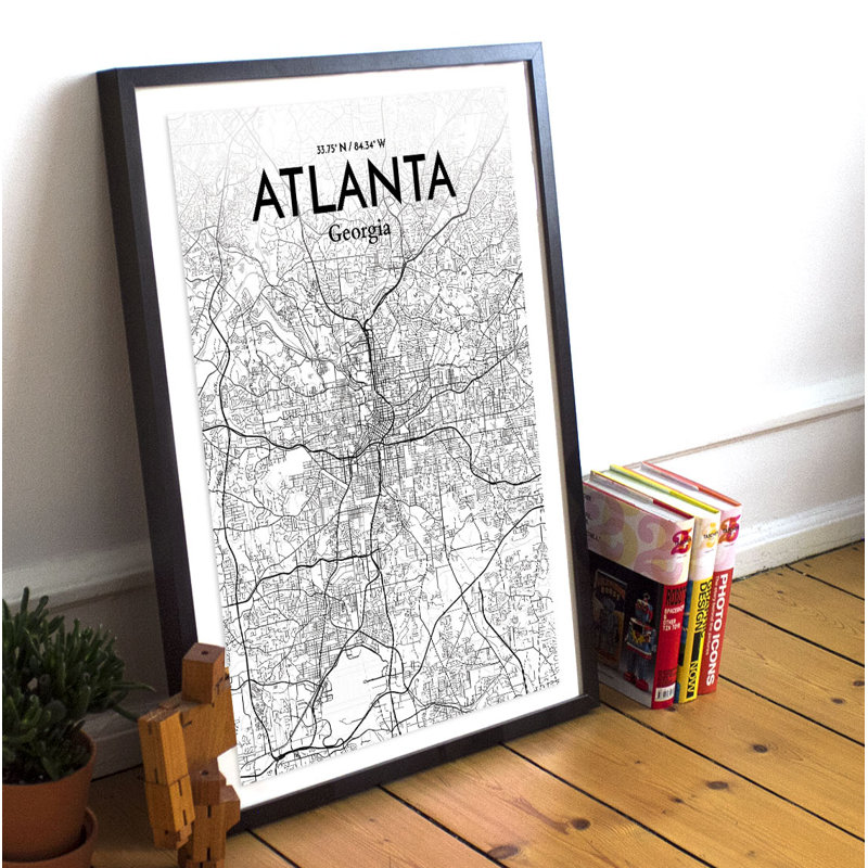 Atlanta City Map - No Frame Print, 43cm H x 28cm W x 0.13cm D
