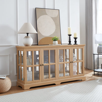 LED Curio Display Cabinet Antique Display Cabinet with Glass Doors Adjustable Shelves