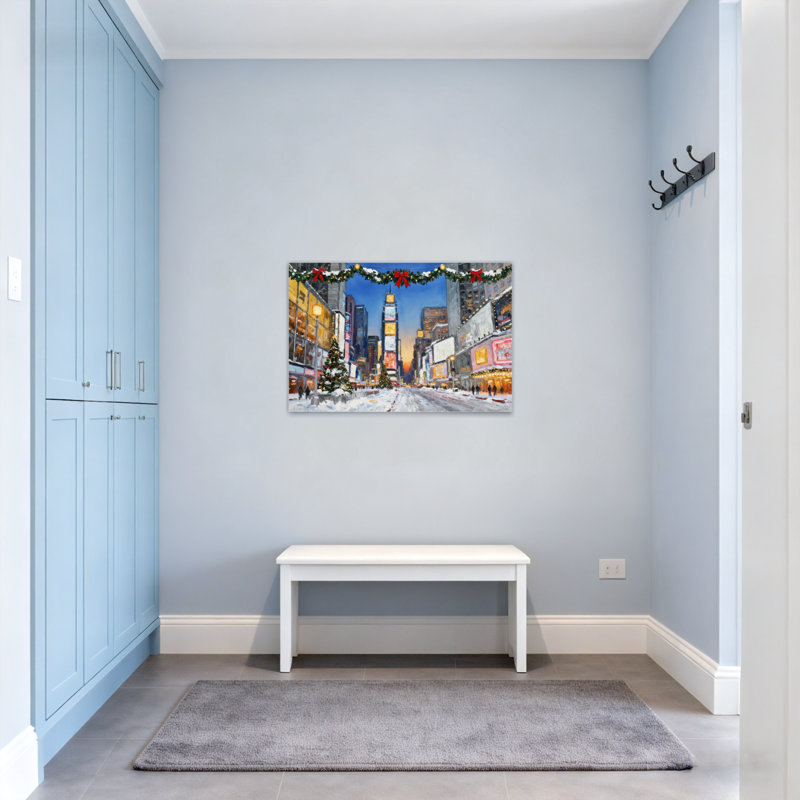 Scène de rue de Noël, ville enneigée de Noël, H 28 po x l 40 po