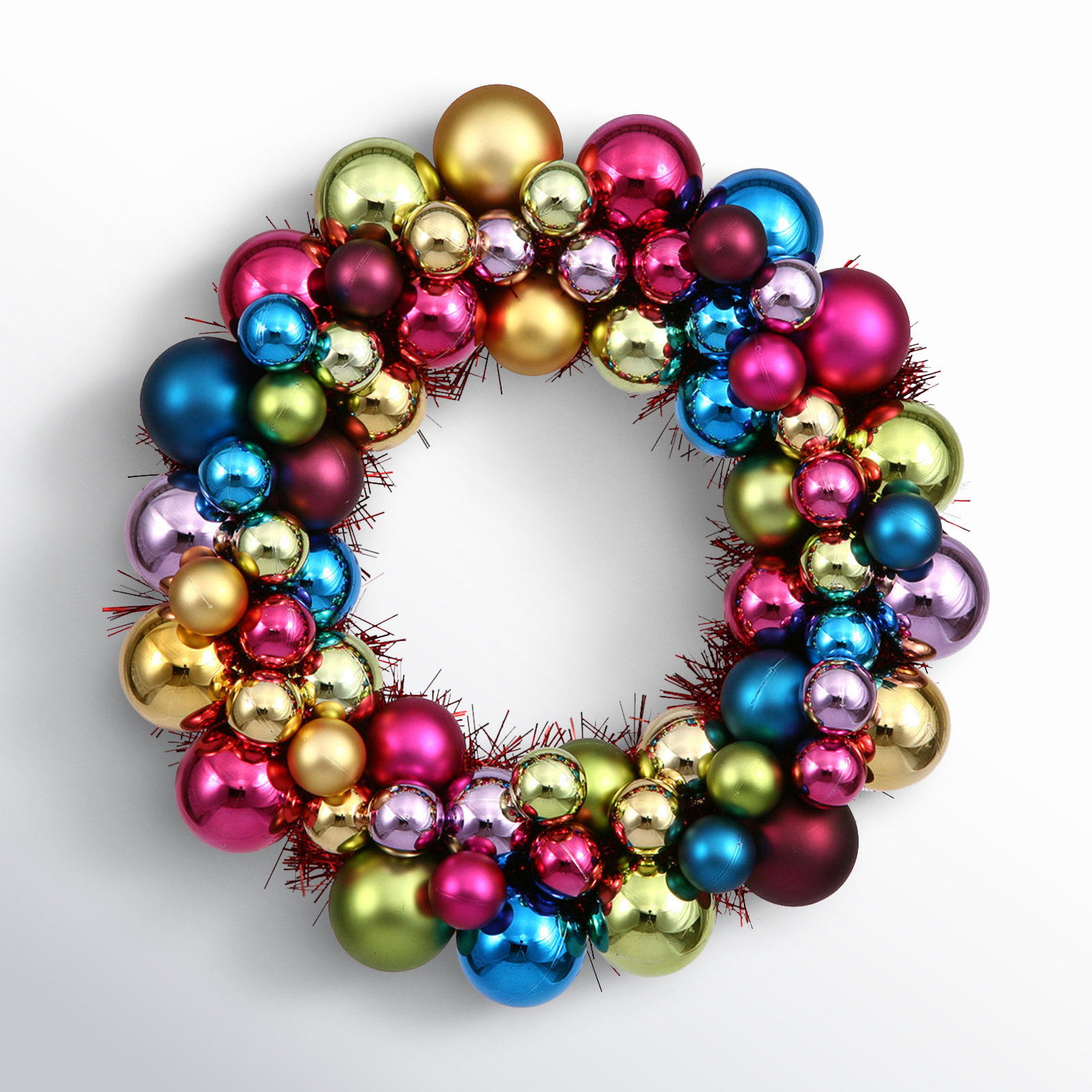 Shiny and Matte Ball Wreath, Multi, 12"