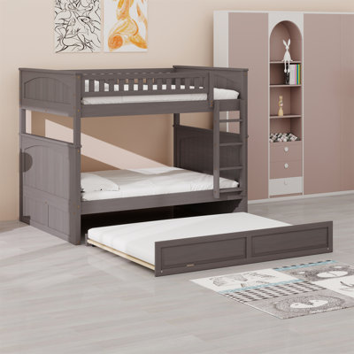 Wood Bunk Bed With Trundle, Guardrails