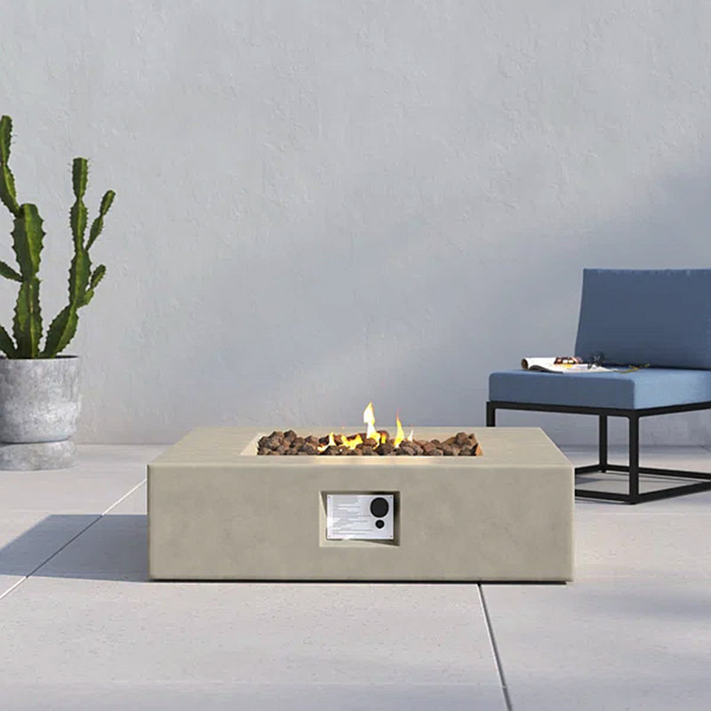Table de foyer d'extérieur en béton 12 "H, Gris naturel, H 12,07 po x l 42,07 po x P 42,07 po