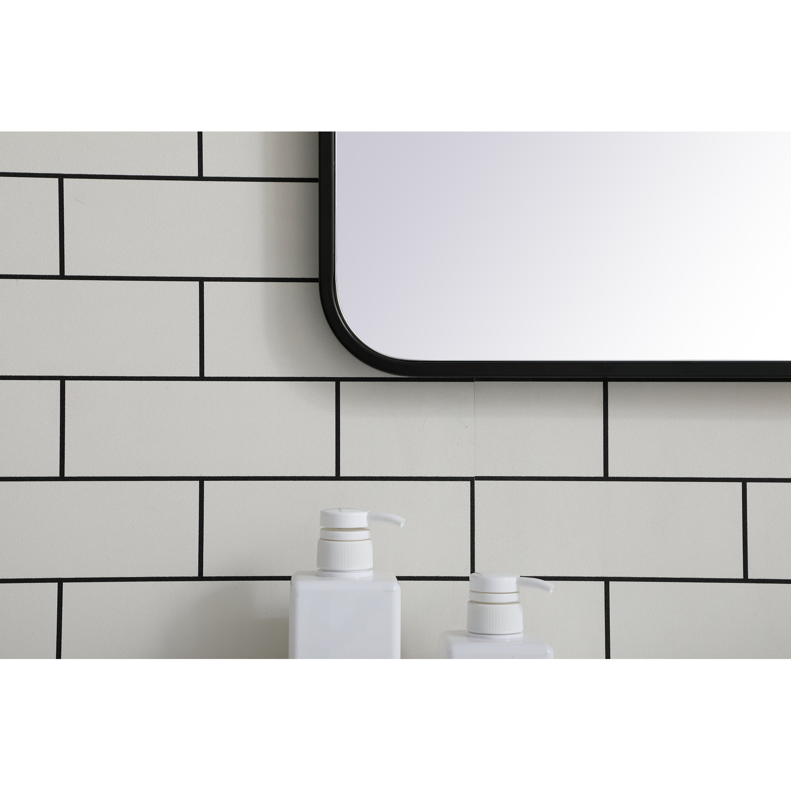 Sabine Metal Rounded Rectangle Wall Mirror, Black, 36" x 24"