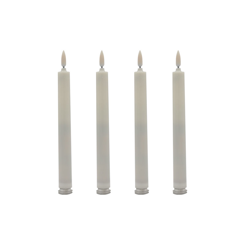 Unscented Flameless Taper Candle - 4 Count, White