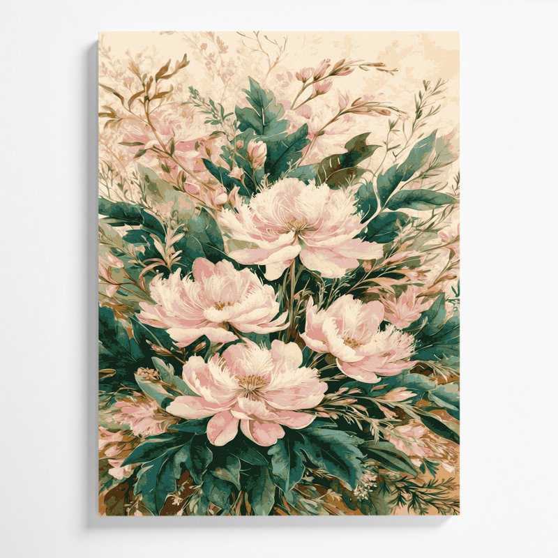 Watercolor Floral 20 Beige Canvas Wall Art, 20" H x 30" W