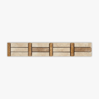 Ivory, Noce, Yellow Honed Blend Travertine 2x12 Decorative Border