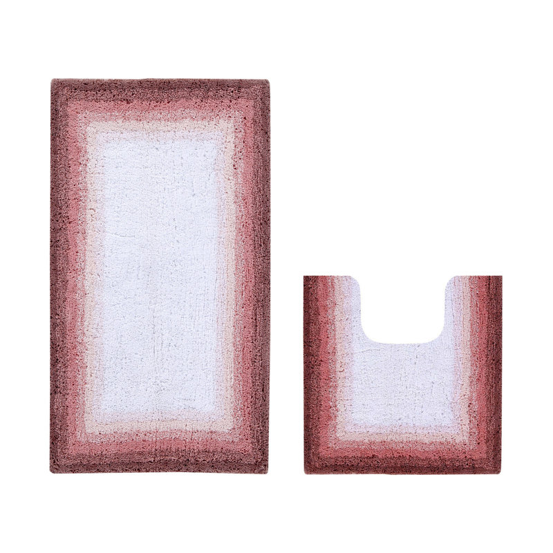 Ensemble de tapis pour salle de bain 100% coton 1615 g / m² Torrent, 2 pièces (20 po x 20 po | 24 po x 40 po), Rose