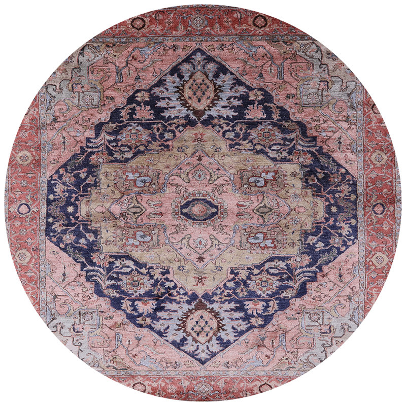 Tapis brun / bleu, Rond 5 pi