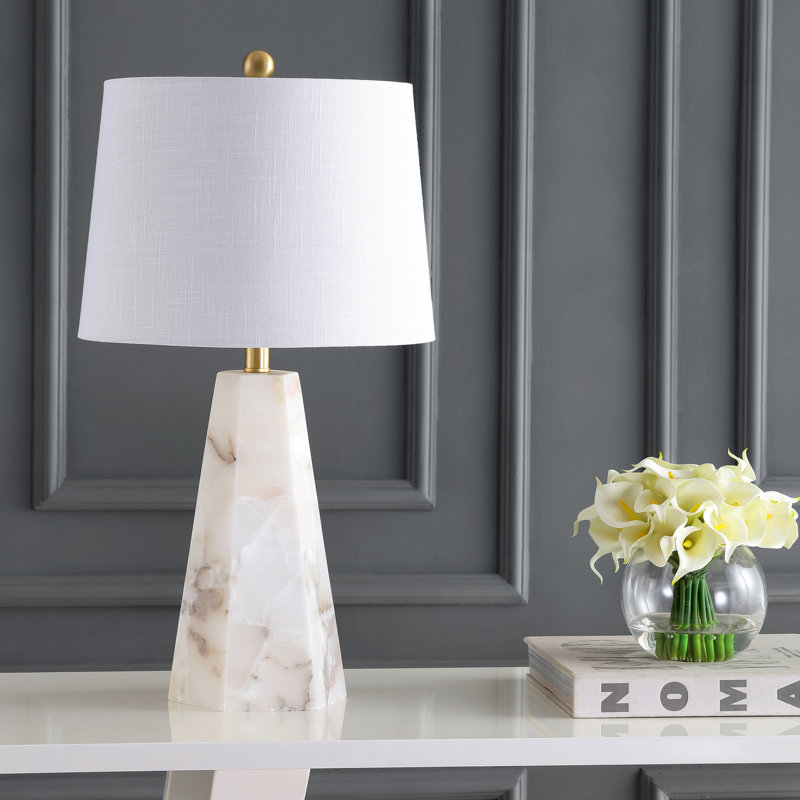 Thoms 26" Alabaster LED Table Lamp, Gold/Alabaster