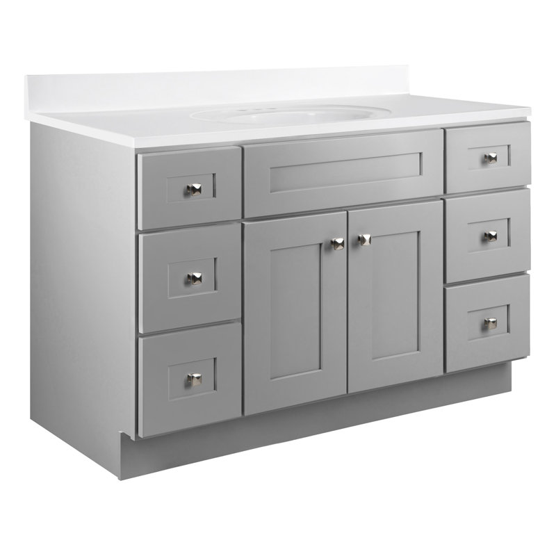 Brookings 48 Inch Gray Solid Wood Shaker Bathroom Vanity