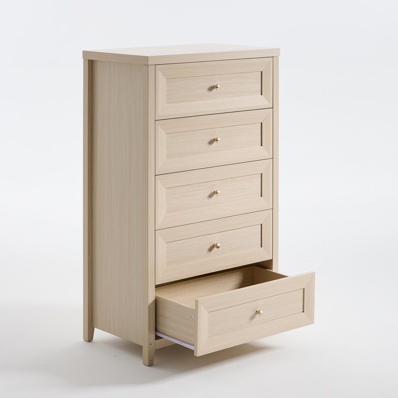 Cleckheat 30'' W 5-Drawer Dresser, Ivory White