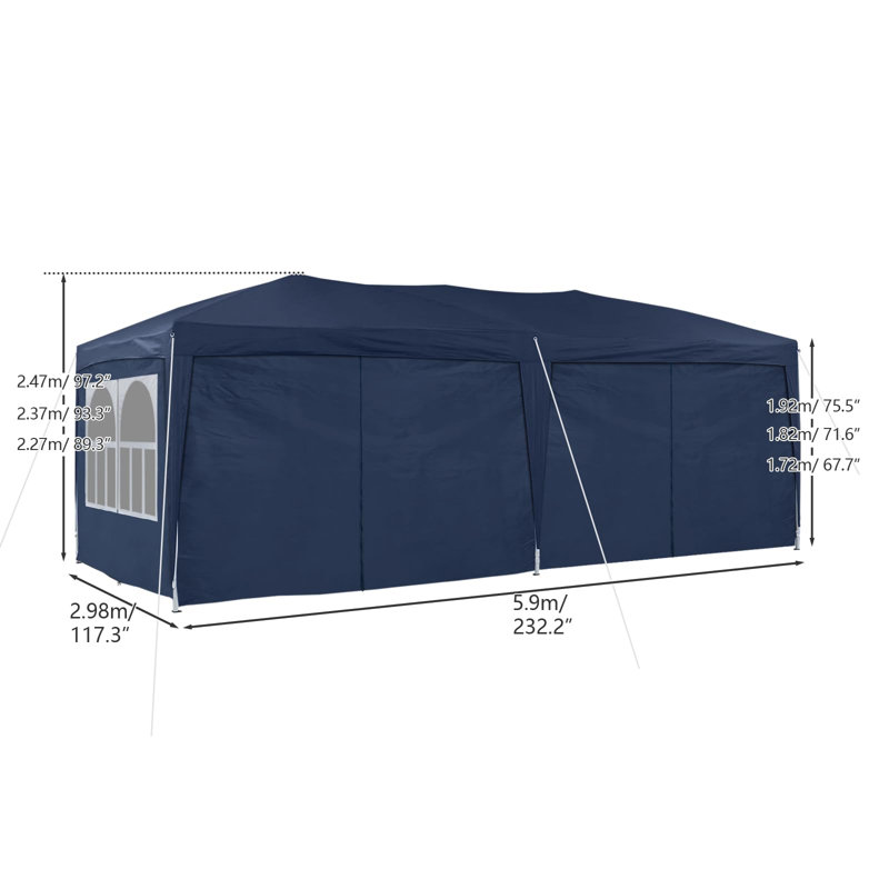 Asse 6m x 3m Metal Pop Up Gazebo, Blue