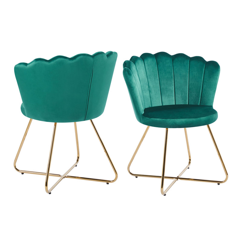 Rejendra 47cm H Upholstered Metal Upholstered Back Parsons Chair, Green