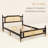 Pine Wooden Platform Bed With Rattan Headboard & Footboard-772424332-772424333