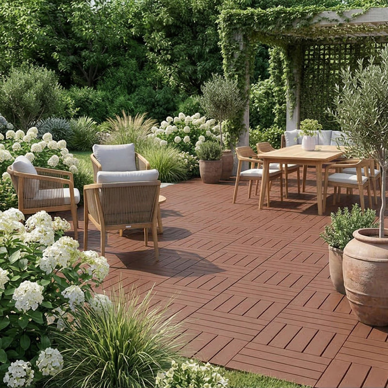 Panneau de revêtement de sol extérieur imperméable 12 po x 12 po, Brun