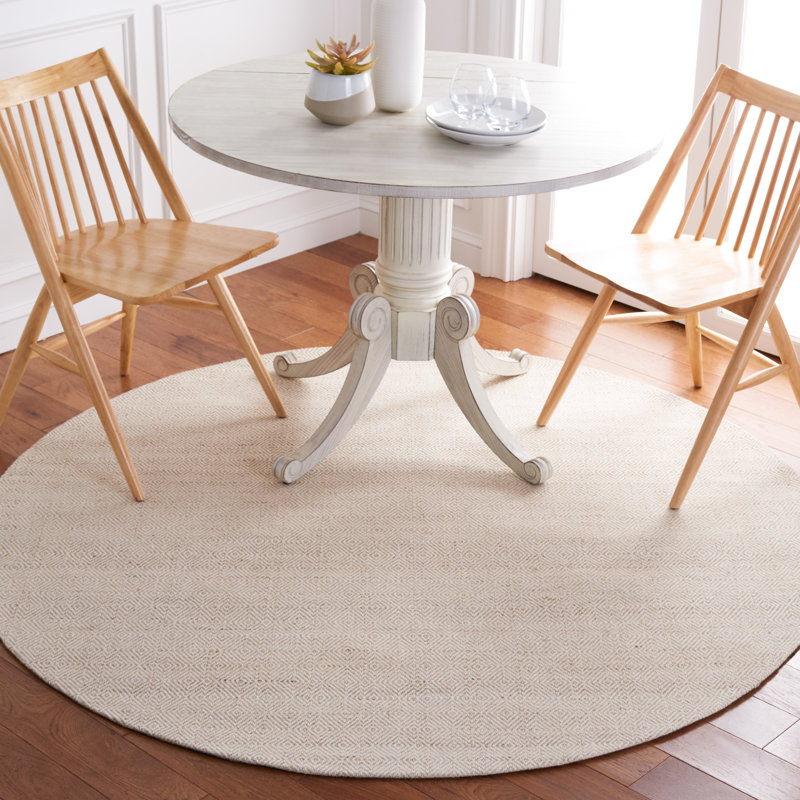 Tapis en laine tissé à la main en beige / ivoire MSR9675 Wilton Martha Stewart, Rond 6 pi