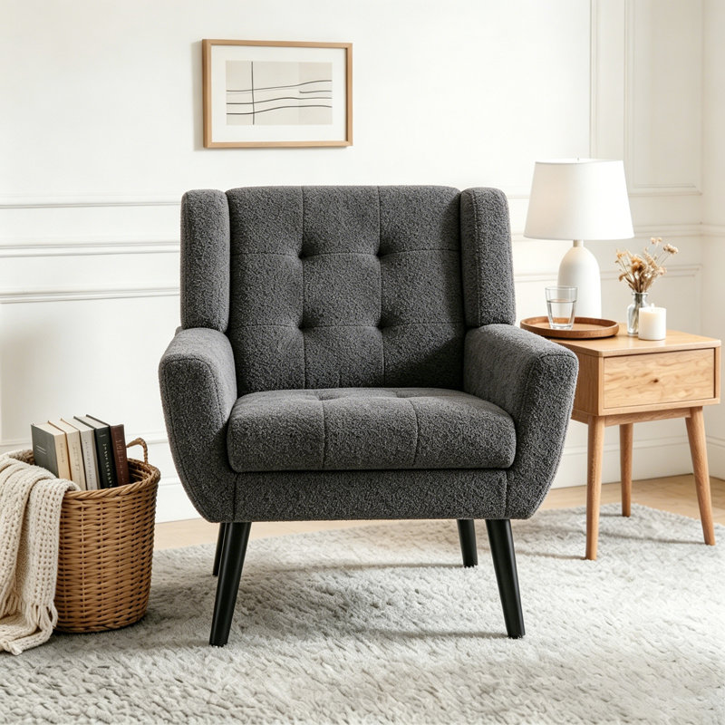 Fauteuil d'appoint Bolanle, Boucle gris