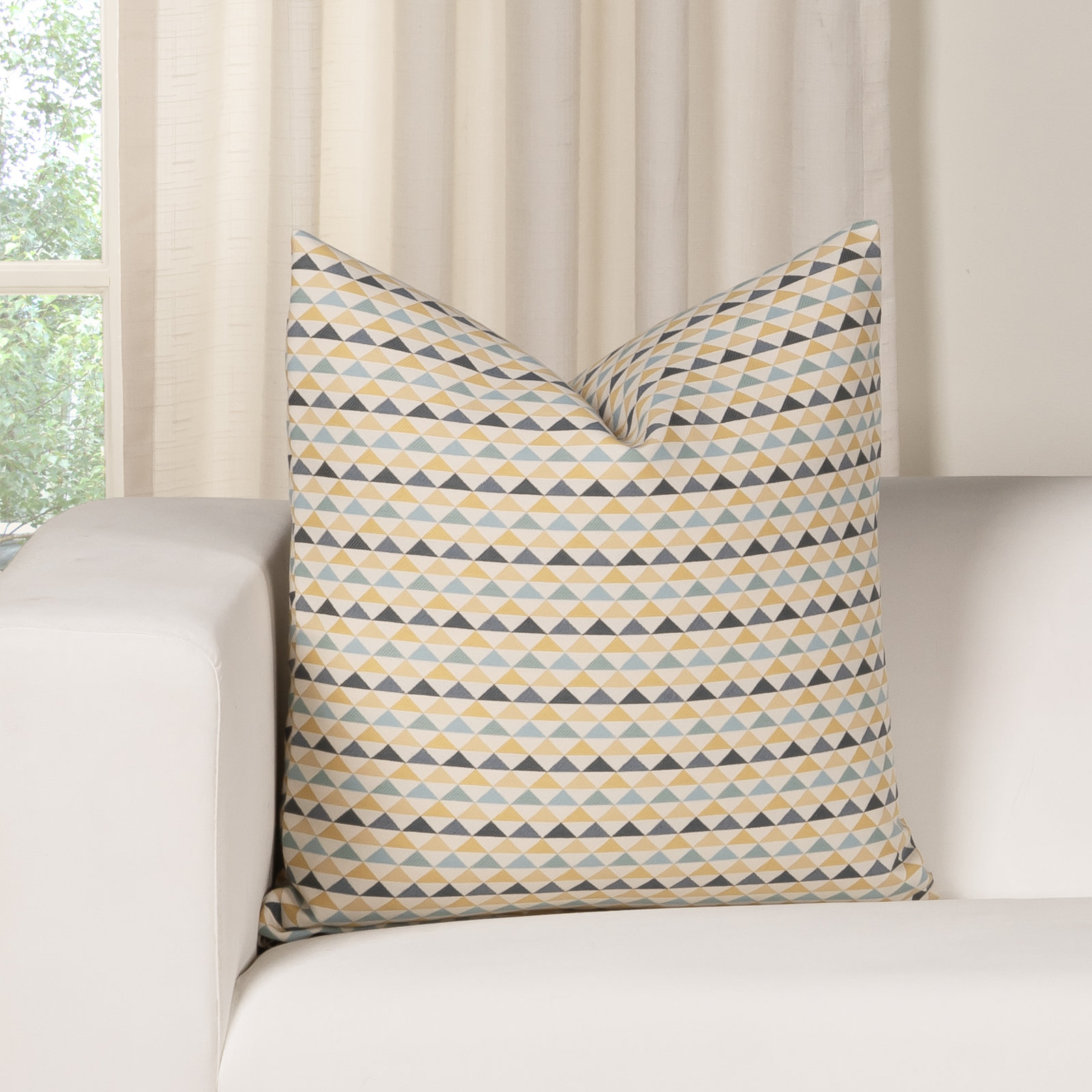 Mauna Geometric Indoor/Outdoor Throw Pillow, Yellow, Square 22"