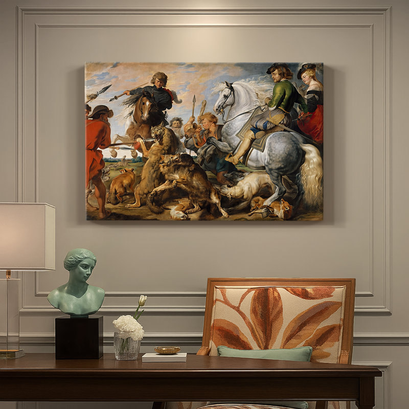 La chasse au loup et au renard - Peter Paul Rubens - Toile tendue avec châssis-c. 1616, 32 x 48