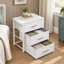 Petite commode à 3 tiroirs en tissu blanc