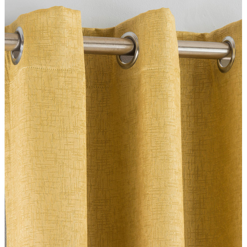 Biller Eyelet Thermal Light Reducing Curtain, Ochre, 168cm Width x 137cm Drop