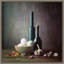 «Kitchen Eggs and Bottles Still Life» par Luiz Laercio - reproduction de photo à cadre flottant sur toile