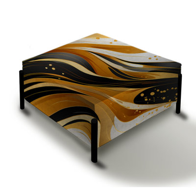 Gold And Black Striped Bengals - Marble Large Square Ottoman