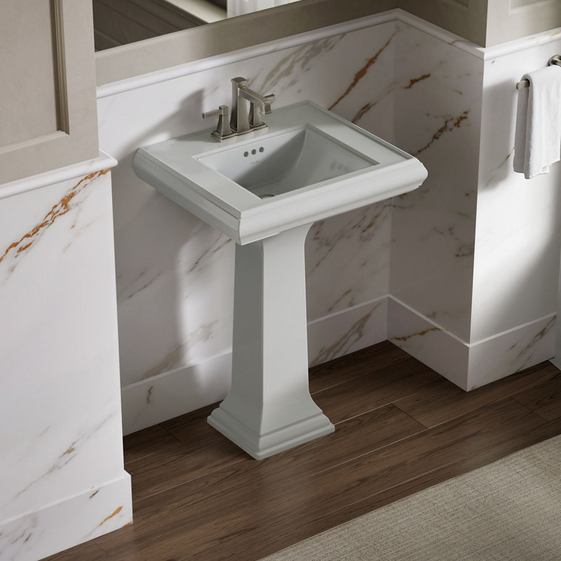 Memoirs® 26.375" Tall Rectangular Pedestal Bathroom Sink with Overflow, Sandbar, 4" Centers