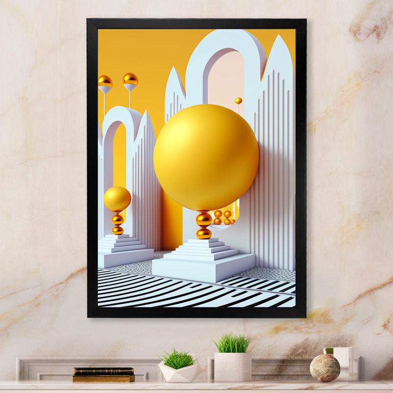 Golden Spheres Infinity V - reproduction sur toile, Impression noire sur toile encadrée, H 20 po x l 12 po x P 1 po