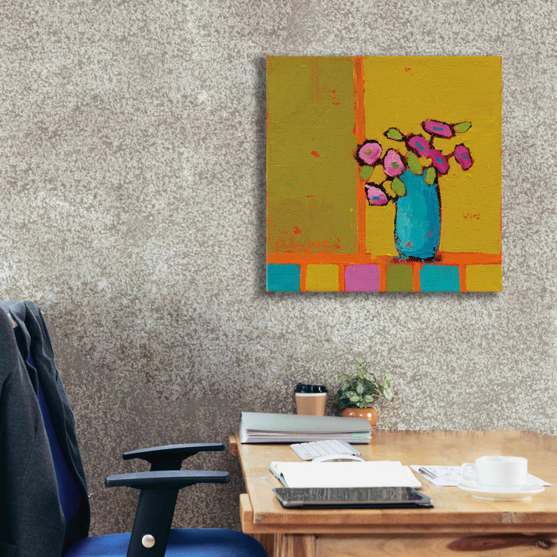 «Turquoise Vase» par Phyllis Adams, art mural sur toile, H 26 po x l 26 po x P 1,5 po