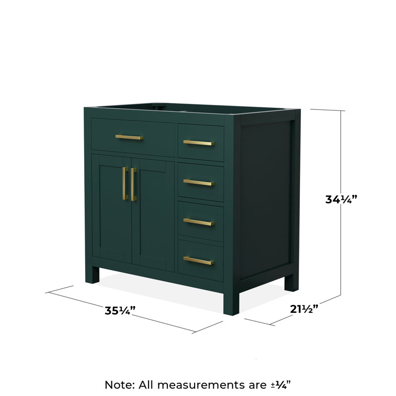 Base de meuble-lavabo simple autoportante 35,25 po Beckett, Vert / or brossé