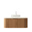 Meuble-lavabo moderne avec lavabo rond en verre transparent de 36 po, dessus en pierre frittée à motif, armoire en bois naturel à rayures 3D, grand rangement, tiroir à fermeture en douceur, meuble-lavabo pré-assemblé, comptoir,