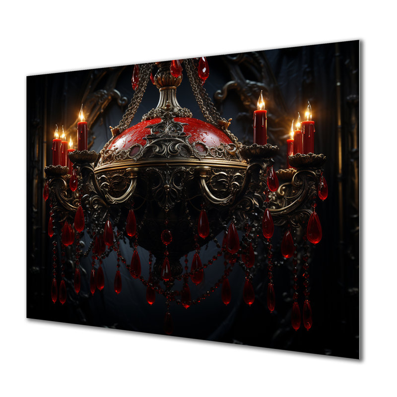 «Red Gothic Luminary Grace» - lustre en métal, art mural MT132416, H 30 po x l 40 po x P 1,5 po