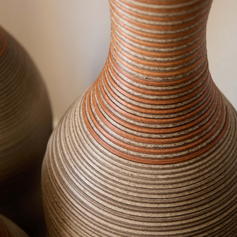 Ensemble de 3 vases artificiels de bureau et de fleurs, Brun / Gris