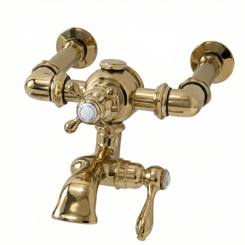 Thermostatic Wall Mount Tub Filler Faucet by Strom Living, Supercoat Brass