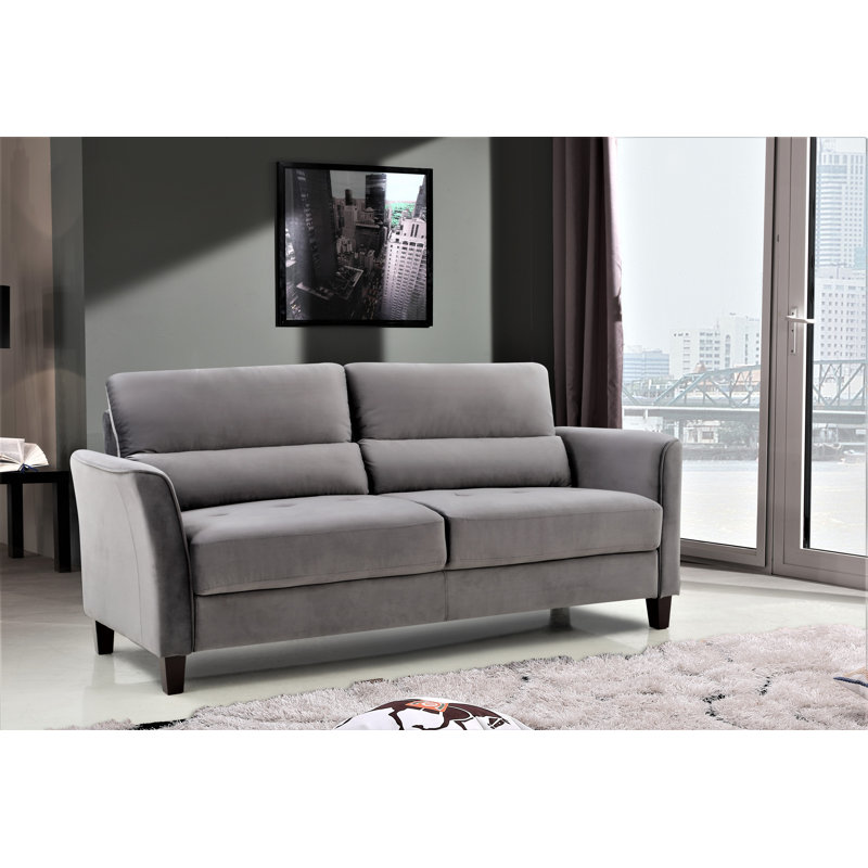 Adrielys 77.95" Velvet Flared Arm Sofa, Grey