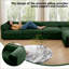 Canapé modulaire, 4 places modulaires avec rangement, dossier cylindrique pour le salon | Vert sauge | Chenille