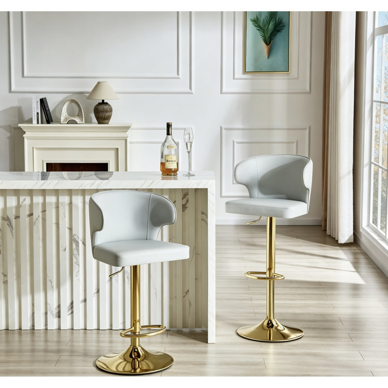 Tabourets de bar réglables, chaises pivotantes modernes en polyuréthane pour la cuisine