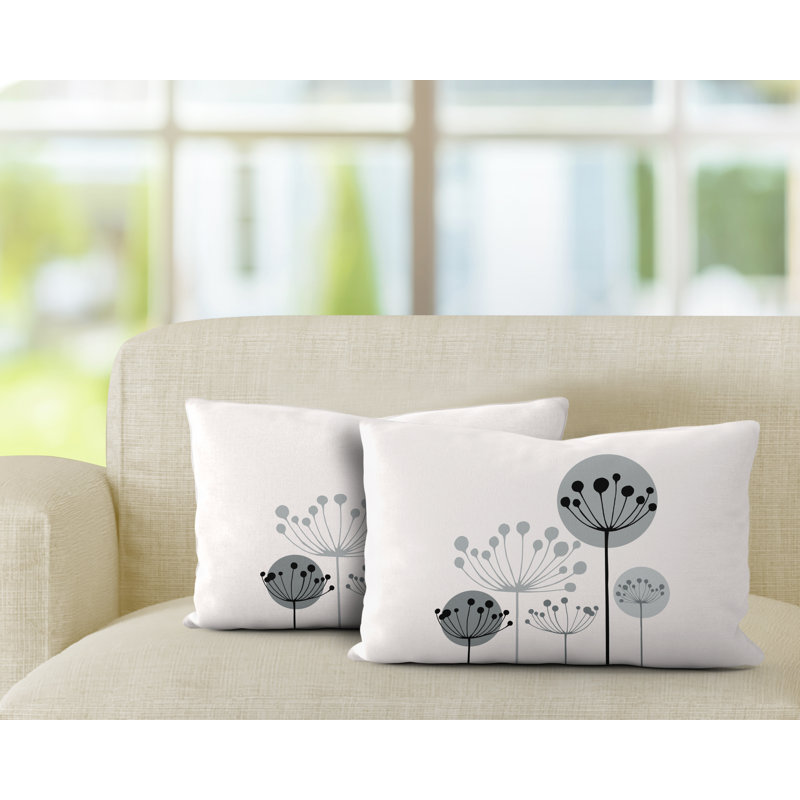 Polyester / Mélange de polyester Housse de coussin rectangulaire intérieure / extérieure lombaire et insert, Gris
