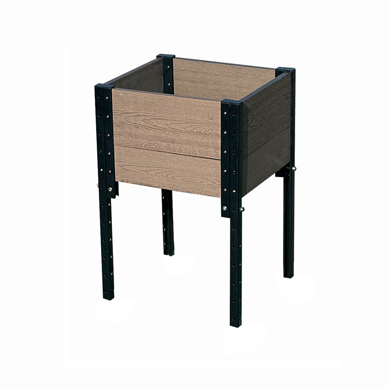 Brown Composite and Steel Elevated Planter Box for Indoor/Outdoor Use
