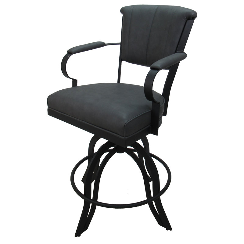 Swivel Metal Bar Stool 30" Seat, Counter Stool (26" Seat Height), Black, Gray