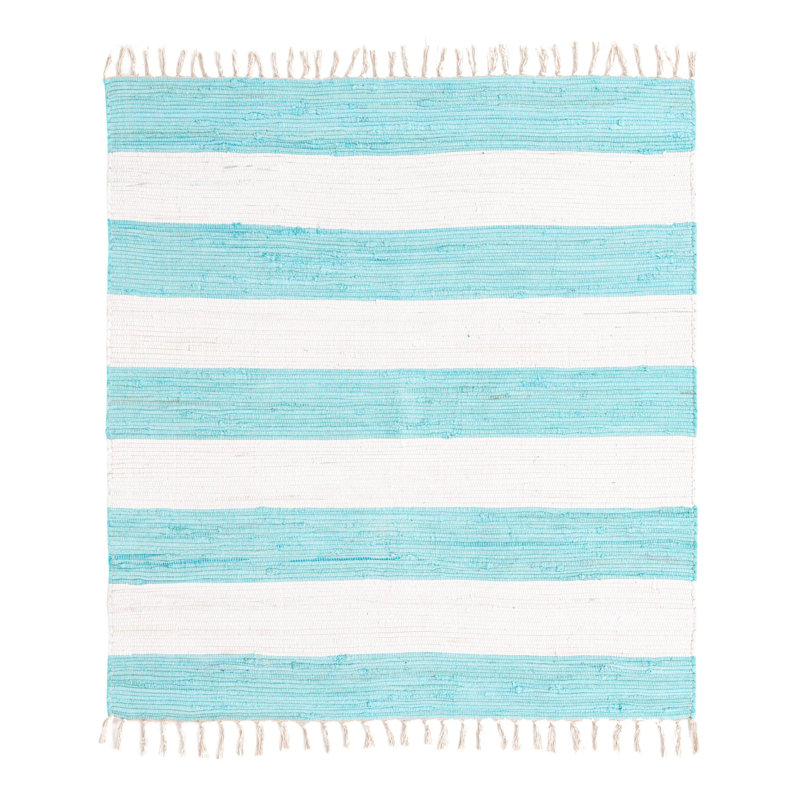 Abitha Cotton Striped Indoor Rug, Square 5'1"