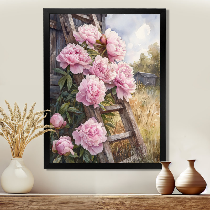 Ellerbe - impressions sur toile florales, Noir, noir, noir, noir, H 20 po x l 12 po, Picture Framed