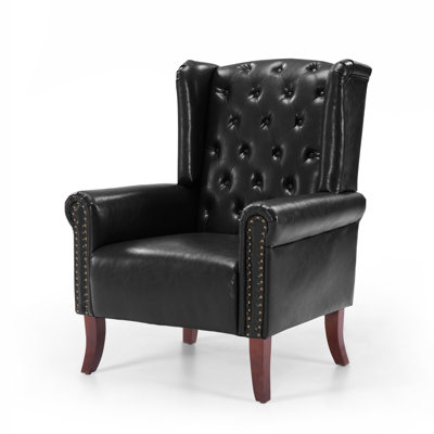 31.5" Wide Faux Leather Wingback Chair