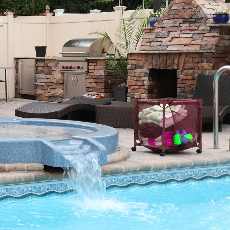 Panier de rangement pour piscine à roulettes, Marron