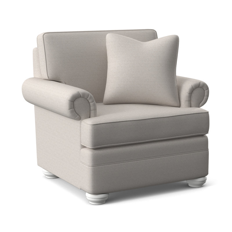 Fauteuil de 38 po de large Bradbury, Finition blanc givré, Rayures salsa; 0210-21