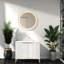 Meuble-lavabo moderne avec lavabo en verre, rangement spacieux, blanc