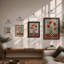 Poppies in Checkered Vase Boho - Framed Print-930232581-930232583