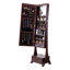 Armoire à bijoux avec miroir, miroir sur pied avec rangement, organisateur de miroir à bijoux verrouillable avec miroir pleine longueur, doublure en velours, éclairage intérieur à DEL, tiroir, armoire à bijoux autoportante, brun-1538783434